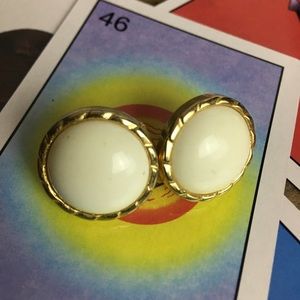 VTG WHITE AND GOLD EARRINGS